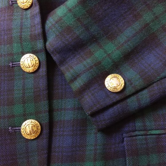 Vtg JH Collectibles 100% Wool Blazer Size 10 Tartan Plaid Velvet Collar USA - Picture 12 of 12